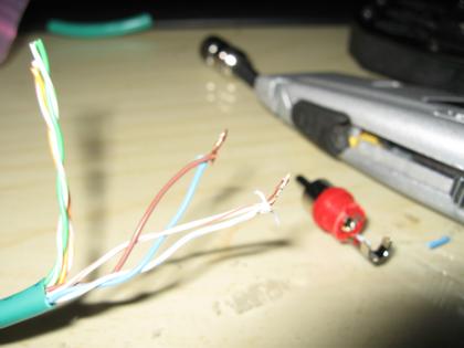 Phono plugs being attached